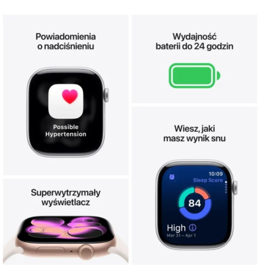 Watch Series 11 GPS+Cellular koperta 42 mm z aluminium w kolorze gwiezdnej szarości, pasek sportowy w kolorze czarnym - rozmiar S/M