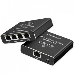 Rozdzielacz splitter Ethernet  mini SWITCH 1x4 RJ45 | 1000Mb/s | USB-C | Aluminium 