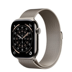 Watch Series 11 GPS + Cellular koperta 42 mm z tytanu w kolorze naturalnym, bransoleta mediolańska w kolorze naturalnym
