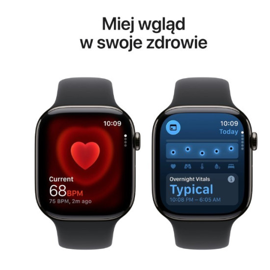 Watch Series 11 GPS + Cellular, koperta 42 mm z tytanu w kolorze łupku, pasek sportowy w kolorze czarnym - rozmiar M/L