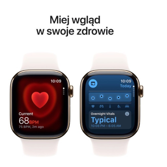 Watch Series 11 GPS + Cellular koperta 42 mm z tytanu w kolorze złotym, pasek sportowy w kolorze łagodnego różu - rozmiar S/M