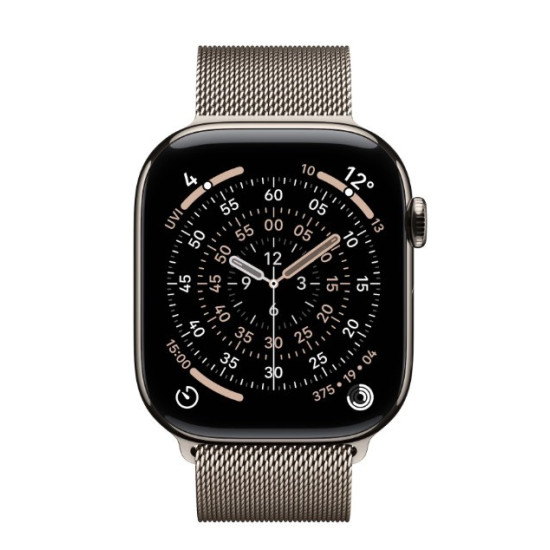 Watch Series 11 GPS + Cellular koperta 46 mm z tytanu w kolorze naturalnym, bransoleta mediolańska w kolorze naturalnym - rozmiar M/L