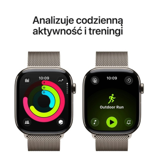 Watch Series 11 GPS + Cellular koperta 46 mm z tytanu w kolorze naturalnym, bransoleta mediolańska w kolorze naturalnym - rozmiar M/L