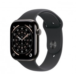 Watch Series 11 GPS + Cellular, koperta 46 mm z tytanu w kolorze łupku, pasek sportowy w kolorze czarnym - rozmiar S/M