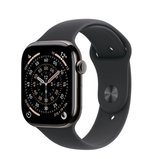 Watch Series 11 GPS + Cellular, koperta 46 mm z tytanu w kolorze łupku, pasek sportowy w kolorze czarnym - rozmiar M/L