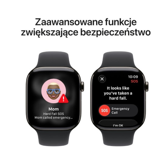 Watch Series 11 GPS + Cellular, koperta 46 mm z tytanu w kolorze łupku, pasek sportowy w kolorze czarnym - rozmiar M/L