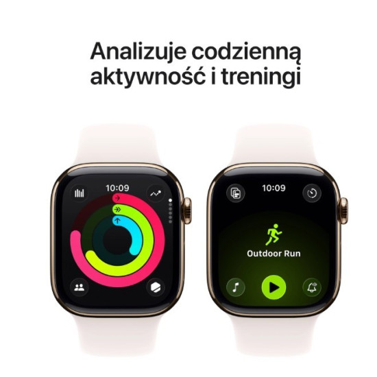 Watch Series 11 GPS + Cellular koperta 46 mm z tytanu w kolorze złotym, pasek sportowy w kolorze łagodnego różu - rozmiar M/L