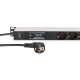 Listwa zasilająca PDU Rack (620mm) z zabezpieczeniem przeciwprzepięciowym + filtr EMI/RFI, 9 gniazd Schuko CEE 7/3 (45°), kabel 2m wtyk Unischuko CEE 