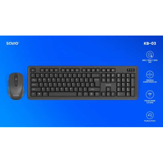 Zestaw klawiatura i mysz bezprzewodowa KB-03