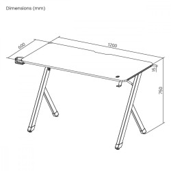 Biurko gamingowe NanoRS 120x60x75cm RS101 z uchwytem na słuchawki i kubek Czarne 