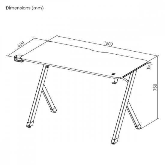 Biurko gamingowe NanoRS 120x60x75cm RS101 z uchwytem na słuchawki i kubek Czarne 