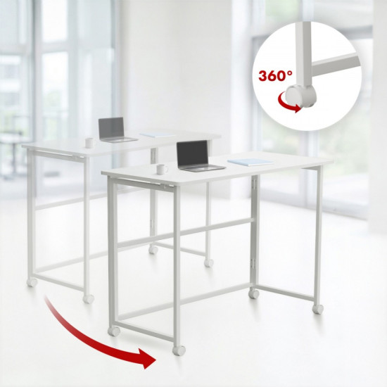 Biurko, stolik z kółkami MC-1250W 100x50 cm blat, max 50kg Białe