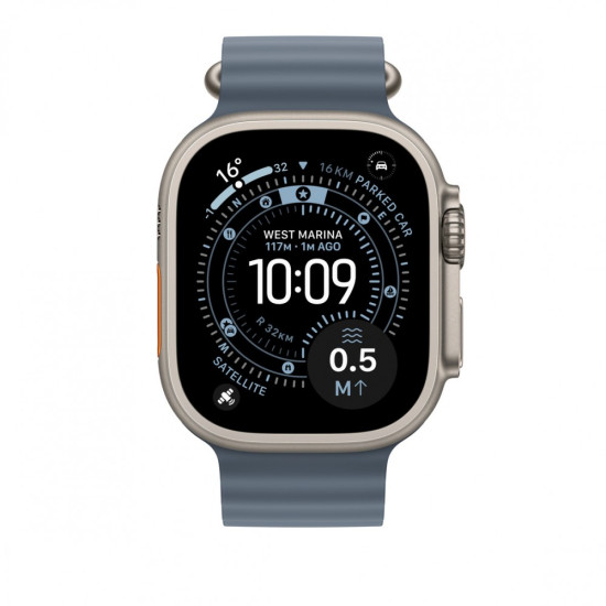 Przedłużka do paska Ocean w kolorze marynarskiego granatu do koperty 49 mm - elementy z tytanu w kolorze naturalnym