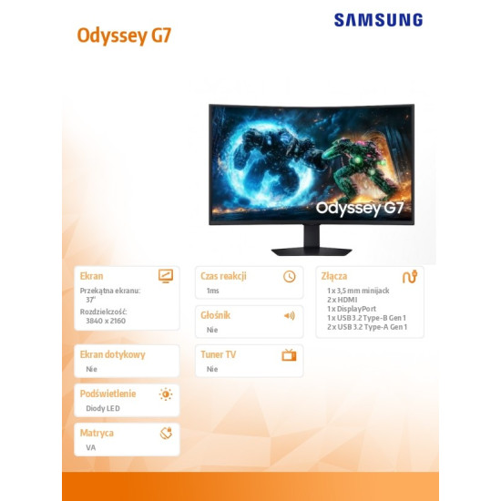 Monitor Odyssey G7 37 cali  LS37FG750EUXEN 