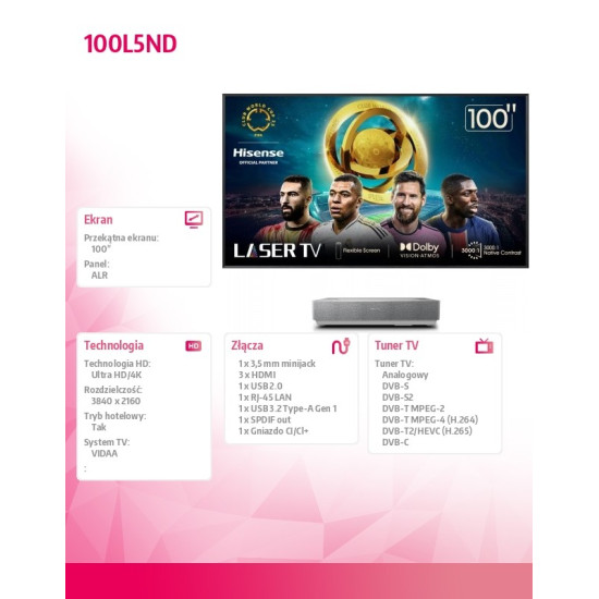 Telewizor Laser TV 100 cali 100L5ND