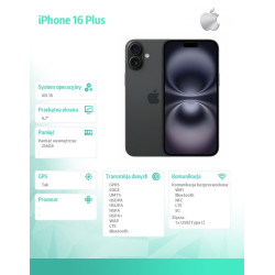 iPhone 16 Plus 256GB - Czarny