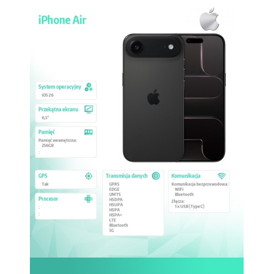 iPhone Air 256 GB - gwiezdna czerń