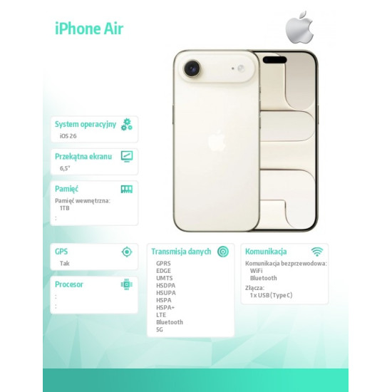 iPhone Air 1 TB Jasne złoto
