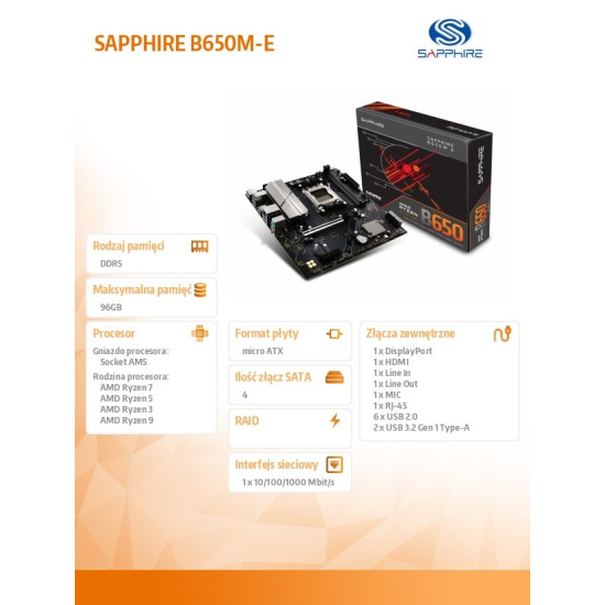 Płyta główna B650M-E AM5 2DDR5 mATX 