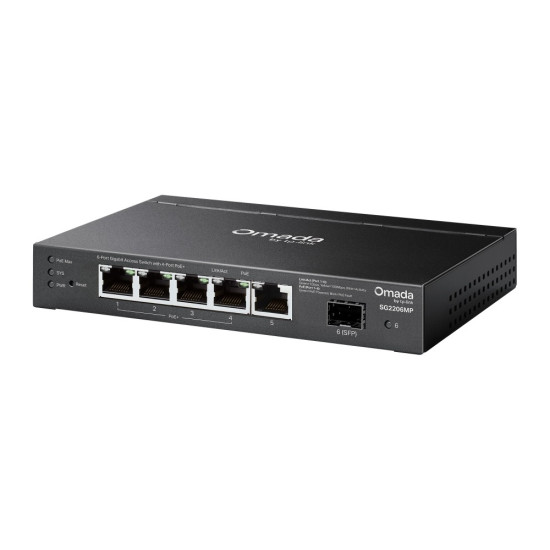 Przełącznik SG2206MP Omada, 6 portów gigabitowych w tym 4 porty PoE+ 