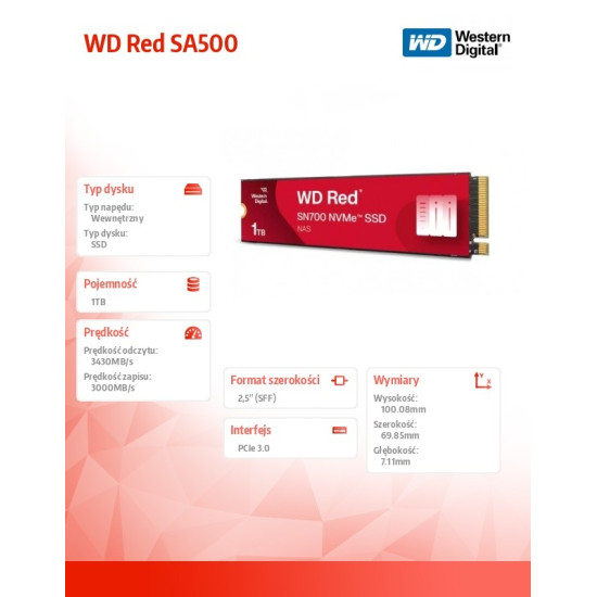 Dysk Red SSD 2 TB SN700 2280 NVMe M.2 PCIe