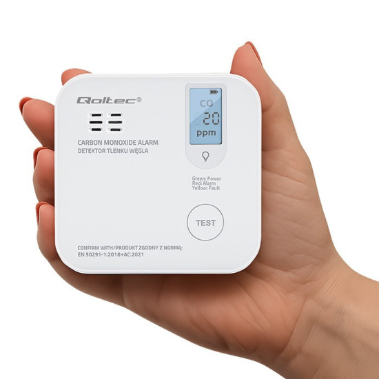 Czujnik tlenku węgla z baterią | alarm 85dB | LED 