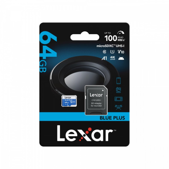 Karta pamiÄci microSD 64GB C10 A1 U3 V10 100MB/s Blue Plus