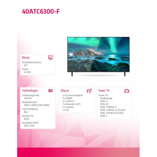 Telewizor LED 40 cali 40ATC6300-F