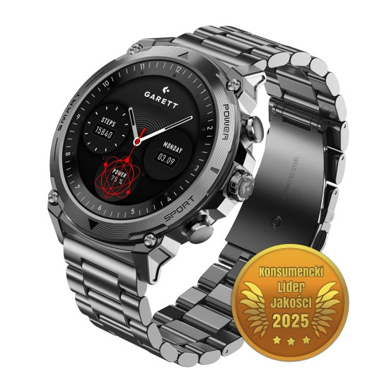 Smartwatch Atom srebrny stalowy