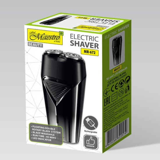 Golarka męska podróżna 2 głowice, USB  MR-672