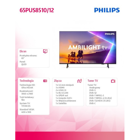 Telewizor QLED 65 cali 65PUS8510/12