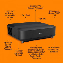 Projektor EH-LS670B 3LCD KD 4KUHD/3600L/5m:1/16:9/czarny