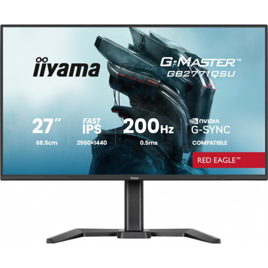 Monitor 27 cali GB2771QSU-B1 QHD,Fast IPS,200Hz,HAS (150) PIVOT,2xUSB 3.2,2xUSB C,0,5ms,2xHDMI,DP,350cd,Adaptive G-SYNC 1920x1080@48-240Hz DP only