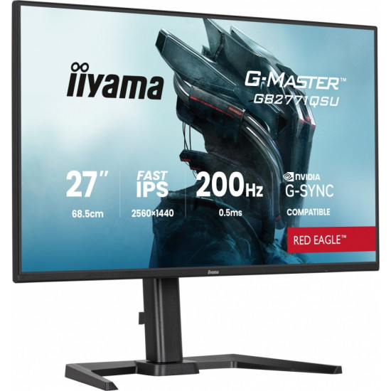 Monitor 27 cali GB2771QSU-B1 QHD,Fast IPS,200Hz,HAS (150) PIVOT,2xUSB 3.2,2xUSB C,0,5ms,2xHDMI,DP,350cd,Adaptive G-SYNC 1920x1080@48-240Hz DP only