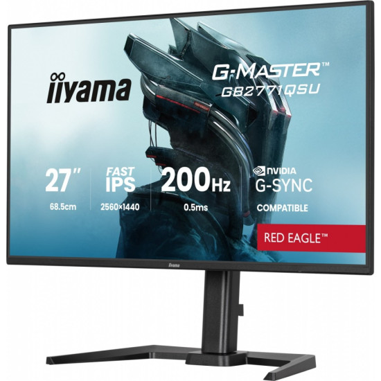 Monitor 27 cali GB2771QSU-B1 QHD,Fast IPS,200Hz,HAS (150) PIVOT,2xUSB 3.2,2xUSB C,0,5ms,2xHDMI,DP,350cd,Adaptive G-SYNC 1920x1080@48-240Hz DP only