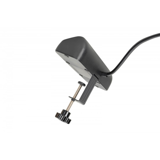 Listwa zasilająca biurkowa, 3 gniazda Schuko, 2x USB-A (2x 12W), 1x USB-C (30W) z zaciskiem na blat, kabel 1,5m, czarna