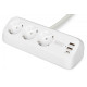Listwa zasilająca biurkowa, 3 gniazda Schuko, 2x USB-A (2x 12W), 1x USB-C (30W) z zaciskiem na blat, kabel 1,5m, biała