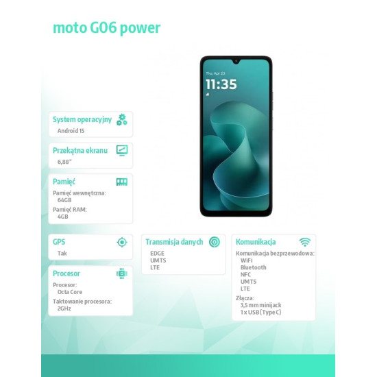 Smartfon moto G06 power 4/64GB Tapestry
