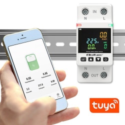Jednofazowy elektroniczny licznik | miernik zużycia energii | DIN35 | zdalne sterowanie | historia pomiaru | WiFi | TUYA | Smart life 