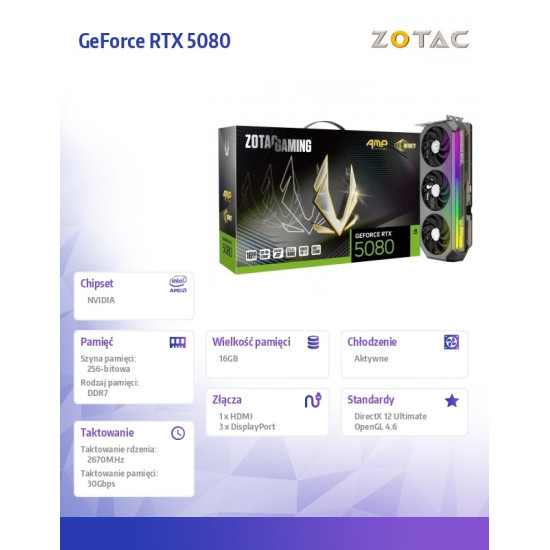 Karta graficzna GeForce RTX 5080 AMP EXTREME INFINITY 16GB GDDR7 256bit 3DP/HDMI