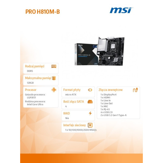 Płyta główna PRO H810M-B S1851 2DDR5 mATX 