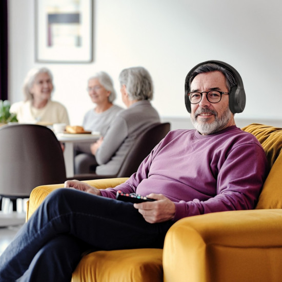 Słuchawki nauszne bezprzewodowe TV czarne 