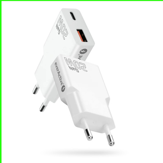 Ładowarka sieciowa SUPER SLIM QC 3.0 20W 1XUSB 1XUSB-C biała SC-340Q