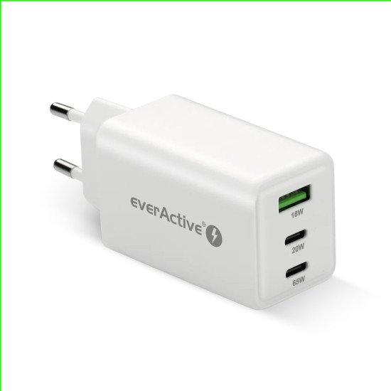 Ładowarka sieciowa GAN QC 4+ 65W 1XUSB 2XUSB-C biała SC-655Q