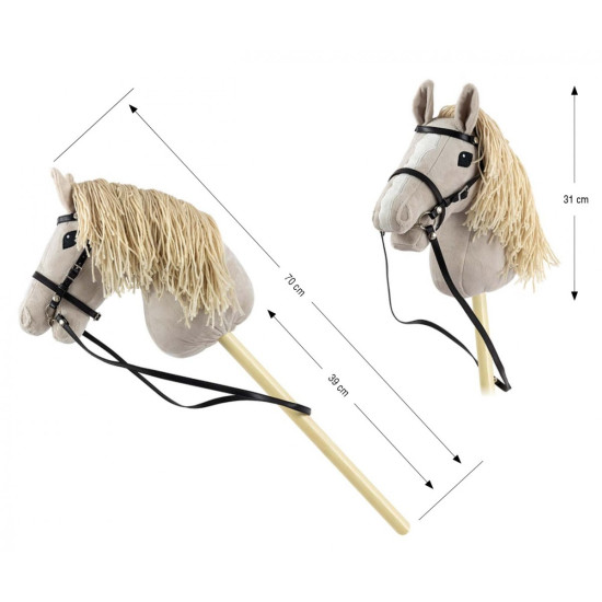 Koń na kiju Hobby Horse Light Grey szary