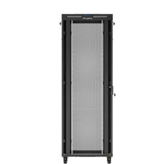 Szafa instalacyjna rack stojąca 19 cali 47U 800x1200 czarna drzwi perforowane LCD (flat pack) V2 