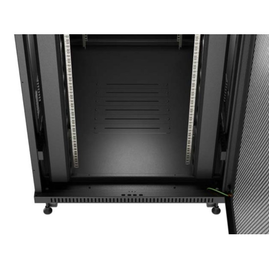 Szafa instalacyjna rack stojąca 19 cali 47U 800x1200 czarna drzwi perforowane LCD (flat pack) V2 
