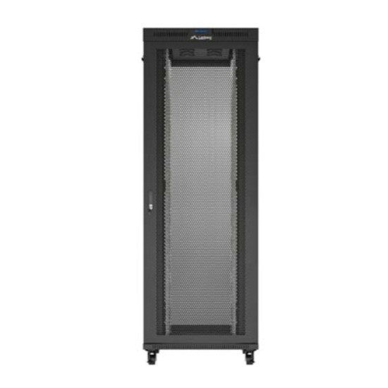 Szafa instalacyjna rack stojąca 19 cali 47U 800x1200 czarna drzwi perforowane LCD (flat pack) V2 