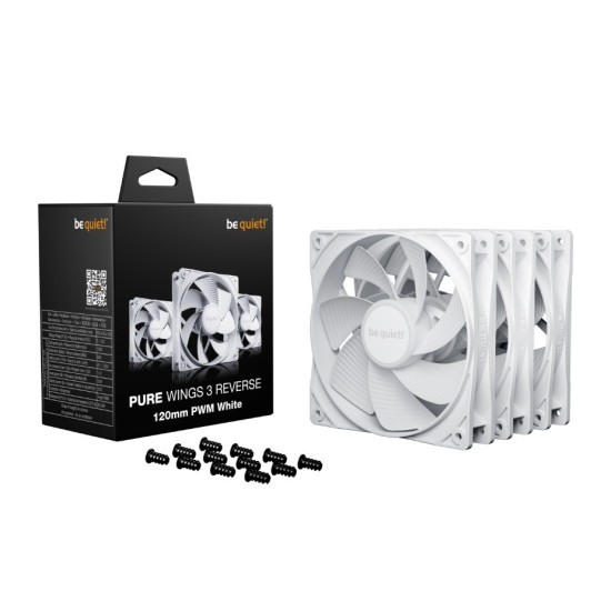 Wentylator Pure Wings 3 120mm PWM Reverse White 3-pak