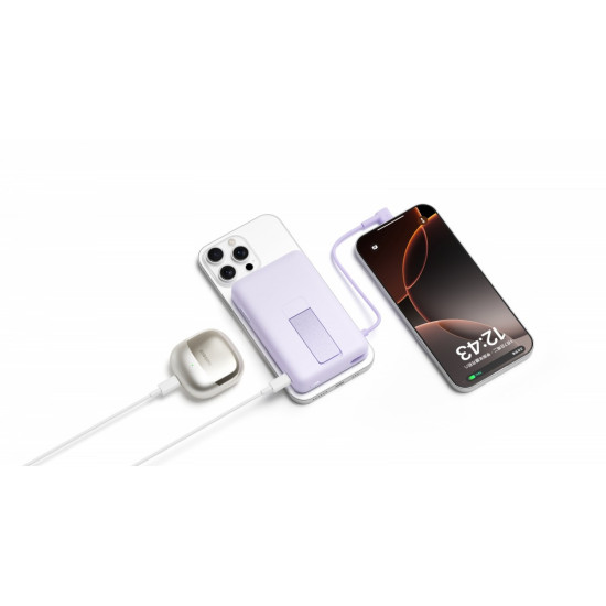 PowerBank Magnetic 10000 z podstawką fioletowy